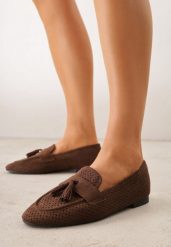 Ciemnobrązowe Ażurowe Mokasyny VICES Ozdobione Frędzlami Catiana. Brązowe mokasyny Born2be, w ażurowe wzory, z jeansu. Za 89.99 zł.
