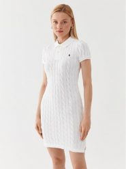 Polo Ralph Lauren Sukienka dzianinowa 211905626002 Biały Slim Fit. Białe sukienki Polo Ralph Lauren, l, bez wzorów, z dzianiny, bez kołnierzyka, bez ramiączek. Za 1,149.00 zł.