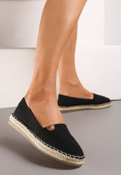 Czarne Płaskie Casualowe Espadryle w Stylu Boho Lephea. Czarne espadryle Renee, bez wzorów, boho, bez obcasa, na płaskiej podeszwie. W wyprzedaży za 47.99 zł.
