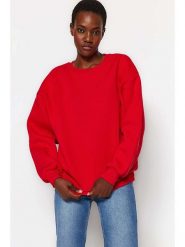 Trendyol Bluza w kolorze czerwonym rozmiar: M. Czerwone bluzy Trendyol, m, bez wzorów, z bawełny, bez ramiączek, bez kaptura. Za 79.45 zł.