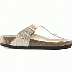 BIRKENSTOCK - Klapki Gizeh Python. Brązowe klapki Birkenstock, bez wzorów, z materiału, klasyczne, bez obcasa, bez zapięcia. W wyprzedaży za 271.00 zł.