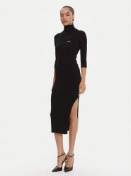 Elisabetta Franchi Sukienka dzianinowa AM-23B-56E2-V390 Czarny Slim Fit. Czarne sukienki Elisabetta Franchi, bez wzorów, z dzianiny, bez kołnierzyka, bez ramiączek. Za 1,658.20 zł.