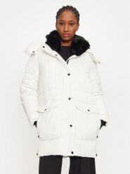 Rinascimento Kurtka puchowa CFC0118343003 Biały Loose Fit. Białe kurtki Rinascimento, xs, bez wzorów, z puchu, bez kaptura. Za 399.99 zł.