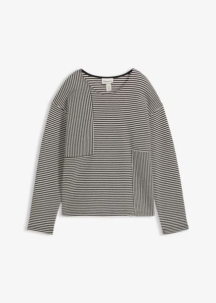 Sweter z dżerseju. Czarne swetry bonprix, bez wzorów, z dżerseju, bez ramiączek. Za 109.99 zł.