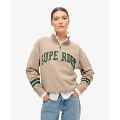 Bluza sportowa z pół-zipem. Niebieskie bluzy bez kaptura Superdry, bez wzorów, bez kaptura, na fitness i siłownię. Za 275.50 zł.