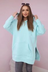 Bluza ocieplana z rozcięciami na bokach miętowa. Zielone bluzy KESI, l, bez wzorów, z bawełny, bez ramiączek, z kapturem. Za 263.47 zł.