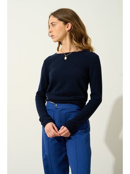 AUTHENTIC CASHMERE Kaszmirowy sweter "Epéna" w kolorze granatowym rozmiar: M. Niebieskie swetry AUTHENTIC CASHMERE, m, bez wzorów, z kaszmiru, bez ramiączek. Za 352.21 zł.