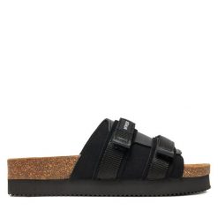 Klapki Novesta. Czarne klapki Novesta, bez wzorów, bez obcasa, bez zapięcia. Za 379.99 zł.