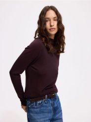 Sweter z wełną i dodatkiem modalu - brązowy. Brązowe swetry Reserved, l, bez wzorów, z wełny, bez ramiączek. Za 129.99 zł.