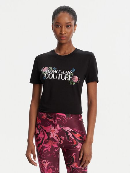 Versace Jeans Couture T-Shirt 79HAHB00 CJB01 Czarny Regular Fit. Czarne t-shirty Versace Jeans Couture, l, bez wzorów, z bawełny, bez kołnierzyka, bez ramiączek. Za 339.99 zł.