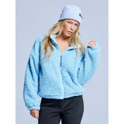 Kurtka Fluffy - Damska - Cztery pory roku - Miś Teddy - Lodowy błękit. Niebieskie kurtki narciarskie POEDERBAAS, na zimę, xs, bez wzorów, z poliesteru, bez kaptura, narciarskie. Za 264.52 zł.