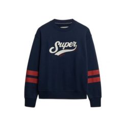 Damska bluza z dekoltem Superdry Varsity Script. Niebieskie bluzy Superdry, bez wzorów, bez ramiączek, bez kaptura. Za 327.70 zł.