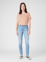 Wrangler Dżinsy "Brooklyn" - Skinny fit - w kolorze błękitnym rozmiar: W28/L32. Niebieskie jeansy Wrangler, l, z aplikacjami, z bawełny, klasyczne, z podwyższonym stanem. Za 145.60 zł.