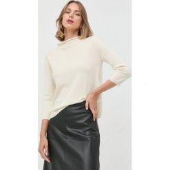 Marella sweter wełniany damski kolor beżowy lekki z półgolfem. Brązowe swetry Marella, l, bez wzorów, z dzianiny, bez ramiączek. Za 959.99 zł.