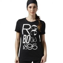 Koszulka sportowa damska Reebok Definition. Czarne t-shirty sportowe Reebok, l, bez wzorów, z materiału, bez ramiączek, do biegania. Za 109.00 zł.