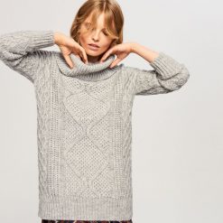 Sweter z golfem - Jasny szar. Swetry marki DOMYOS. W wyprzedaży za 99.99 zł.