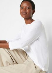 Bluza z długim rękawem (zestaw 5 szt.). Czerwone bluzy bonprix, bez wzorów, bez ramiączek, bez kaptura. Za 169.99 zł.