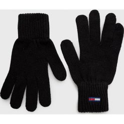 Tommy Jeans rękawiczki damskie kolor czarny. Czarne rękawiczki Tommy Jeans, bez wzorów, z bawełny. Za 139.99 zł.