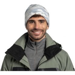 Czapka BUFF POLAR PRINTS BEANIE COMAT SNOW. Białe bluzy z polaru Buff, bez wzorów, z polaru, trekkingowe. W wyprzedaży za 97.44 zł.