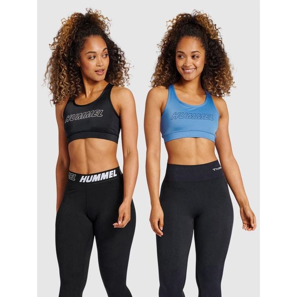 Damskie biustonosze sportowe Hummel TE Tola (x2). Czarne biustonosze sportowe Hummel, bez wzorów, z dżerseju, do biegania. Za 191.00 zł.