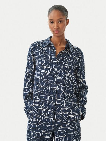 Tommy Hilfiger Koszula WW0WW44679 Granatowy Regular Fit. Niebieskie koszule Tommy Hilfiger, bez wzorów, ze lnu, bez kołnierzyka, bez ramiączek. Za 301.99 zł.
