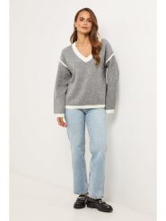 Soft Cashmere Sweter w kolorze szarym rozmiar: 34/36. Szare swetry Soft Cashmere, bez wzorów, klasyczne, bez ramiączek. Za 143.99 zł.