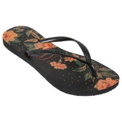 Japonki damskie Havaianas Slim Floral. Czarne japonki Havaianas, bez wzorów, z kauczuku, sportowe. W wyprzedaży za 69.99 zł.