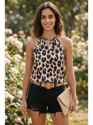 SOULSHAE Top w kolorze beżowym rozmiar: L/XL. Brązowe topy SOULSHAE, l, bez wzorów, bez kołnierzyka, bez ramiączek. Za 89.95 zł.