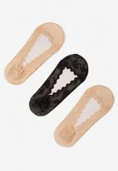 Czarno-Beżowe Koronkowe Skarpety Typu Balerinki 3-Pack Tilisea. Czarne skarpetki Renee, bez wzorów, z koronki. W wyprzedaży za 11.99 zł.