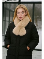 Lucky Bees Szal w kolorze beżowym - 106 x 15 cm rozmiar: onesize. Brązowe szaliki i kominy Lucky Bees, bez wzorów, z futra. Za 130.81 zł.