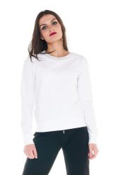 Damska bluza z okrągłym dekoltem Cristal Shine. Białe bluzy LEONE 1947 APPAREL, na lato, l, bez wzorów, z bawełny, sportowe, bez ramiączek, z kapturem. Za 147.31 zł.