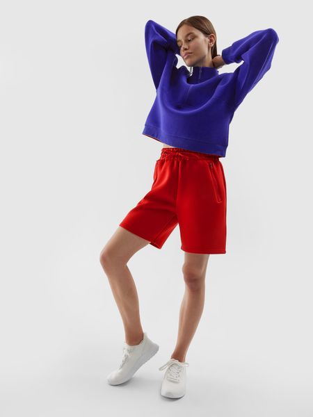 4F Spodenki dresowe uniseks M. Czerwone szorty sportowe 4f, bez wzorów, z bawełny. W wyprzedaży za 9.99 zł.