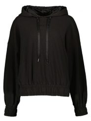 Guess Bluza w kolorze czarnym rozmiar: S. Czarne bluzy Guess, s, z aplikacjami, bez ramiączek, z kapturem. Za 114.44 zł.