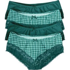 Figi "panty" z koronką (4 pary) bonprix pastelowy miętowy -niebieskozielony. Bokserki damskie marki bonprix. Za 29.96 zł.