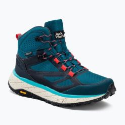 Buty trekkingowe damskie Jack Wolfskin Terraventure Texapore Mid. Niebieskie trekkingi Jack Wolfskin, bez wzorów, bez zapięcia. Za 539.99 zł.
