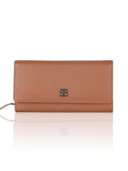 Bellicci Skórzany portfel "Calvina" w kolorze jasnobrązowym - 19 x 10 x 3 cm rozmiar: onesize. Brązowe portfele Bellicci, bez wzorów, z materiału. Za 144.24 zł.