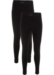 Legginsy ze stretchem (2 pary w opak.). Czarne legginsy bonprix, bez wzorów, z bawełny. Za 79.98 zł.