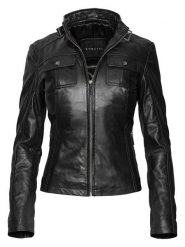 Bugatti Skórzana kurtka w kolorze czarnym rozmiar: 38. Czarne kurtki Bugatti, bez wzorów, z materiału, bez kaptura. Za 739.99 zł.