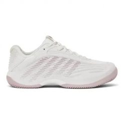 Buty tenisowe - sport - damskie - K-SWISS HCE 3 CLAY - białe z różowym złotem. Czerwone buty treningowe K-SWISS, bez wzorów, z materiału, bez zapięcia, na fitness i siłownię. Za 789.99 zł.
