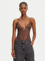 Patrizia Pepe Body 2I0143/A602-B825 Brązowy. Brązowe body i gorsety Patrizia Pepe, bez wzorów, z syntetyku, bez ramiączek. Za 520.51 zł.