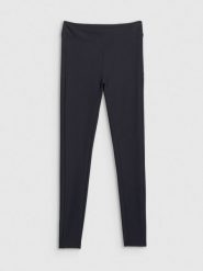 4F Legginsy dzianinowe prążkowane damskie - czarne XL. Czarne legginsy 4f, bez wzorów, z dzianiny, długie. Za 129.99 zł.