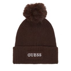 Czapka Guess. Brązowe czapki zimowe Guess, z aplikacjami. Za 154.99 zł.