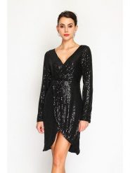 ASSUILI Sukienka w kolorze czarnym rozmiar: 36. Czarne sukienki Assuili, bez wzorów, klasyczne, bez kołnierzyka, bez ramiączek, mini. Za 193.95 zł.