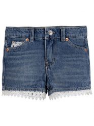 Levi's Kids Szorty dżinsowe w kolorze granatowym rozmiar: 116. Niebieskie szorty Levi's Kids, z aplikacjami, z bawełny, klasyczne. Za 101.47 zł.