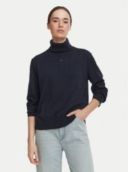Tommy Jeans Golf Essetnial DW0DW23361 Granatowy Relaxed Fit. Niebieskie swetry Tommy Jeans, xl, bez wzorów, z bawełny, bez ramiączek. Za 369.99 zł.