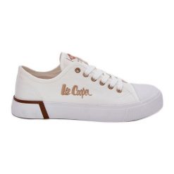 Trampki Materiałowe Damskie Lee Cooper LCW-25-31-3428L Białe. Białe trampki bez wzorów, z gumy, bez zapięcia. Za 173.90 zł.