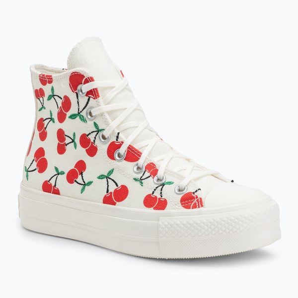 Trampki damskie Converse Chuck Taylor All Star Lift Platform Cherries Hi. Brązowe trampki Converse, bez wzorów, retro, bez zapięcia. Za 259.99 zł.