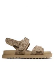 Guess Sandały Fabelis2 FL6FB2 FAL03 Brązowy. Brązowe sandały Guess, z aplikacjami, z materiału, bez obcasa, na płaskiej podeszwie, bez zapięcia. Za 549.99 zł.