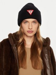 Guess Czapka AW5234 VIS01 Czarny. Czarne czapki zimowe Guess, z aplikacjami, z materiału. Za 229.99 zł.