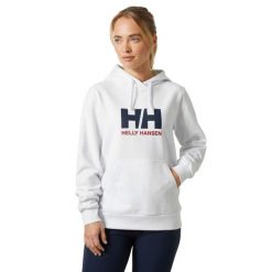 Damska bluza z kapturem z logo Helly Hansen 2.0. Białe bluzy z kapturem Helly Hansen, bez wzorów, z kapturem. W wyprzedaży za 285.00 zł.
